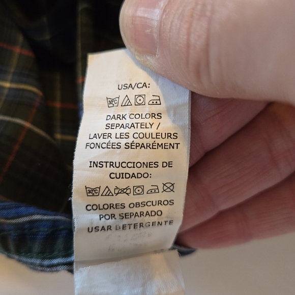 Chaps Easy Care Mens Long Sleeve Button Down Shirt Sz Large Green Blue Red Plaid - Picture 10 of 12